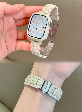 小方块树脂适用苹果iwatchs10手表带华为fit34小米9pro红米watch5