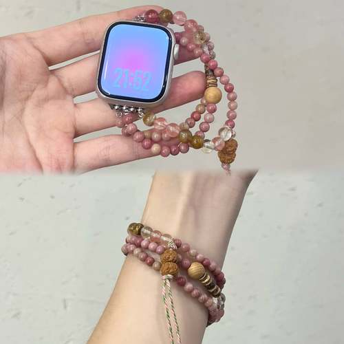 适用华为fit3表带红纹天然石手串watchfit4替换手表带Fit2高级感