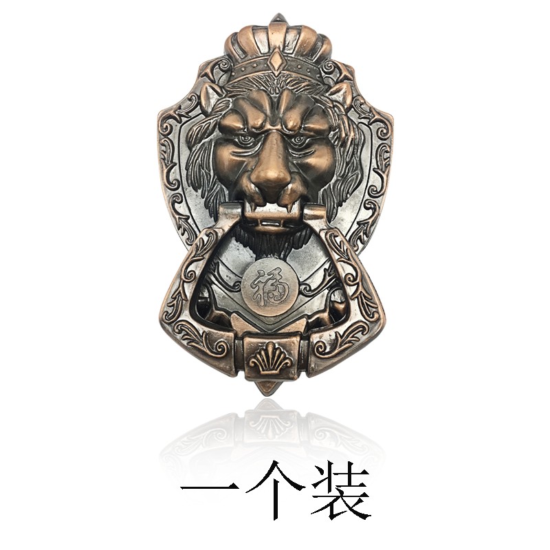 覆古铜色狮头拉手古建庭院木门大门中式把手老式铁门兽头彷古门环