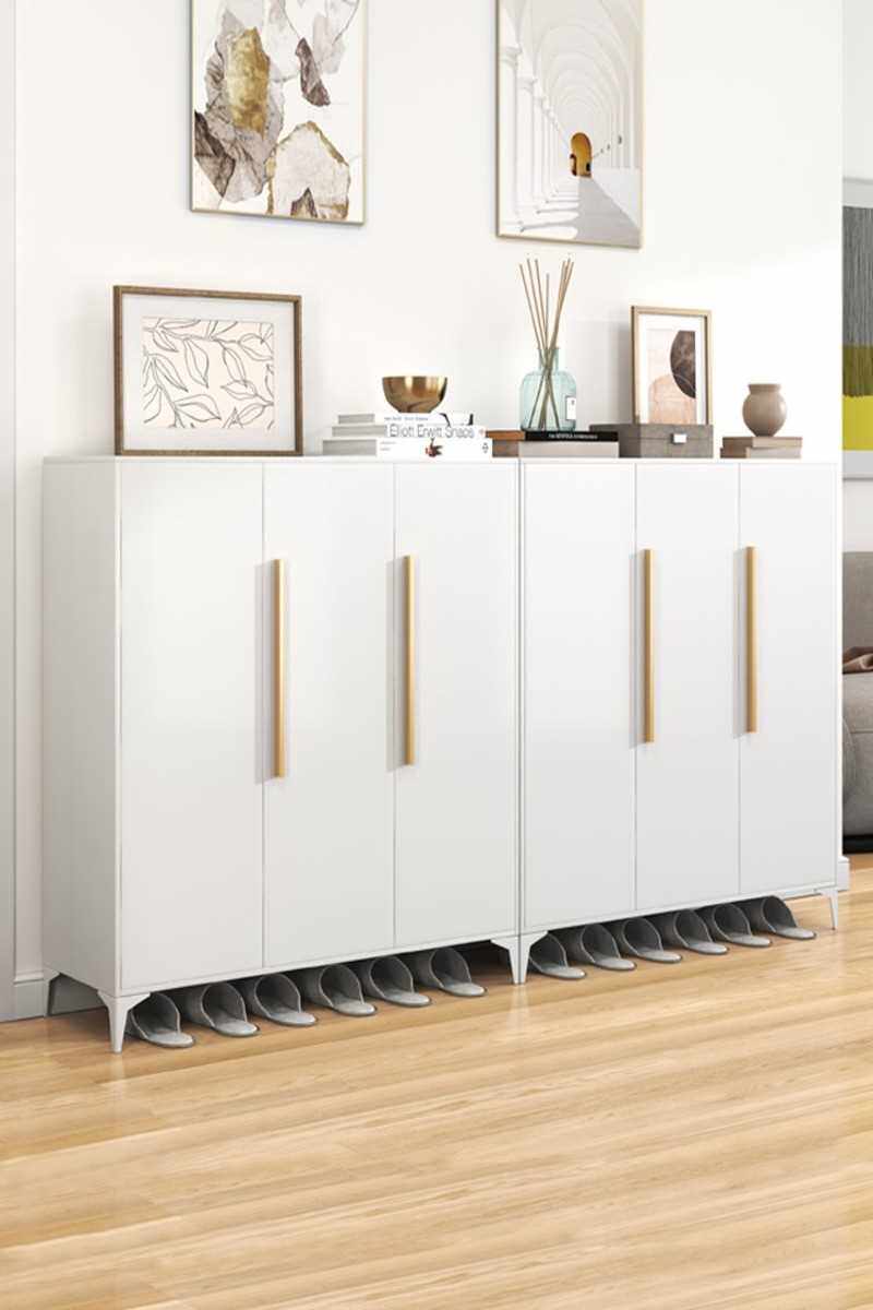 妮莉钢制鞋柜带锁家用门口鞋架简约现代门厅过道玄关铁皮柜储物柜