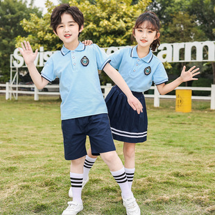 新款夏季纯棉短袖幼儿园园服毕业照学院风小学生校服班服裙子套装