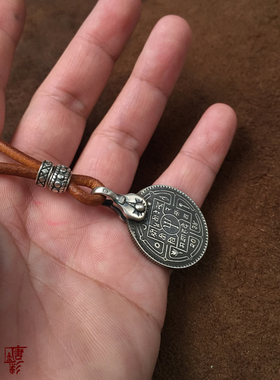 手工吊坠纯银牛皮绳国潮街舞机车小众原创男女项链情人节生日礼盒