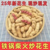 2025年新货炒花生原味带壳四粒红现炒现发铁锅柴火炒熟小花生