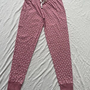 女士休闲裤女式棉印花休闲家居裤子,两侧18厘米深口袋,脚口罗纹