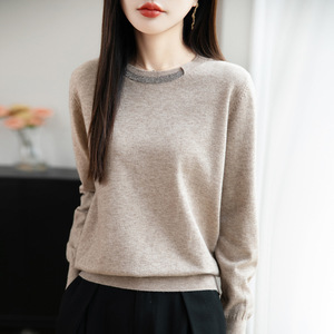 2025春秋新款女式安迪绒针织衫钻石圆领毛衣女装长袖打底衫