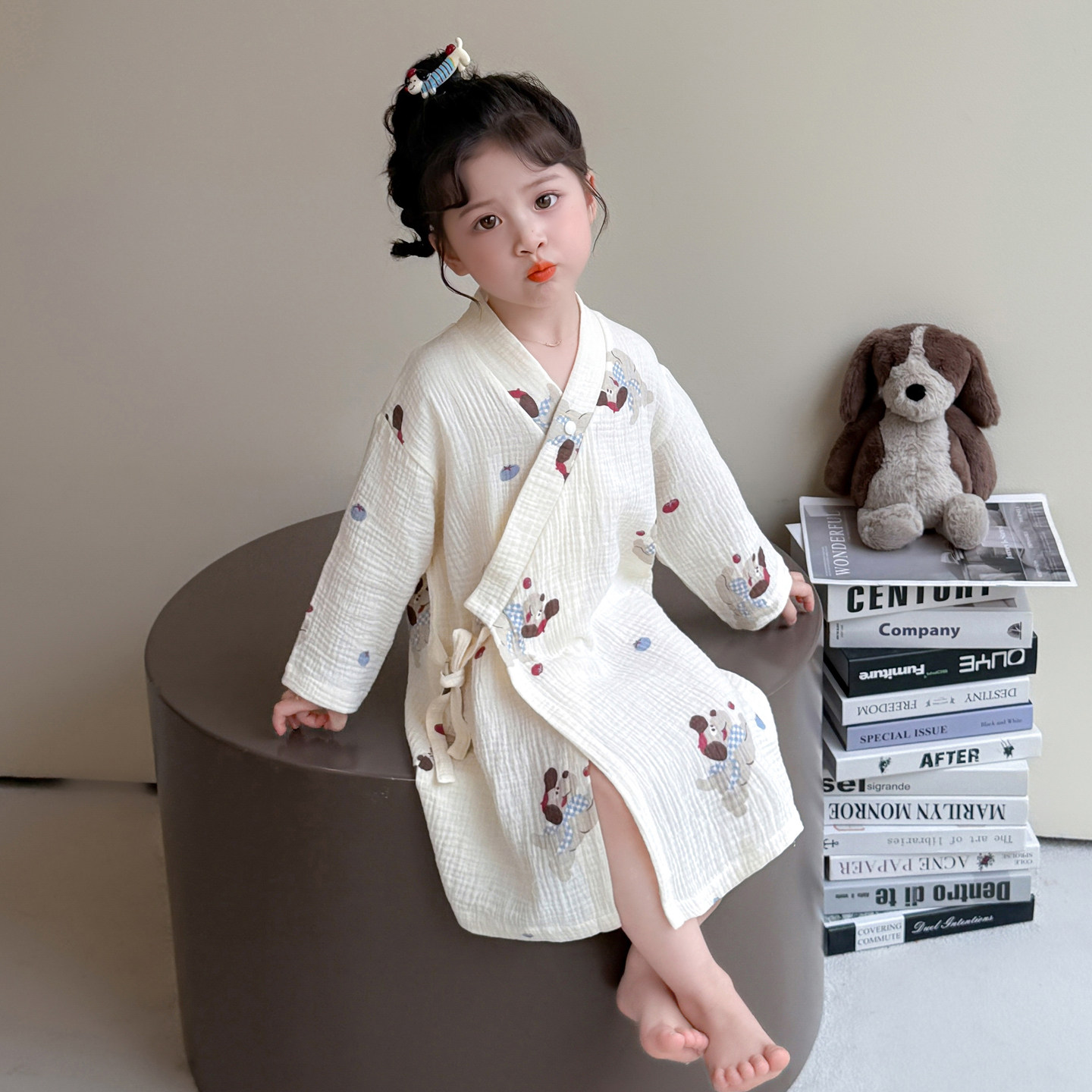 女童睡袍春秋纯棉儿童可穿浴巾浴家居袍/睡袍