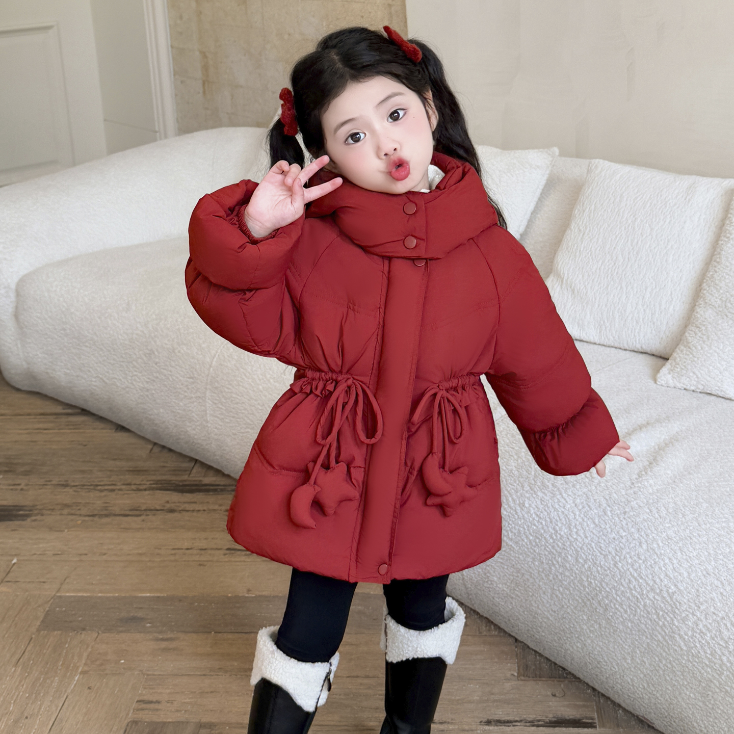 女童羽绒服中长款冬装2025新款洋气儿童白鸭绒加厚宝宝冬季外套潮