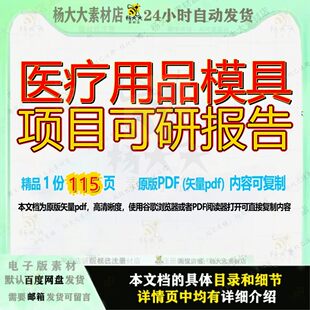 医疗用品模具项目可研报告115页 项目报告可研资料医疗用品文档