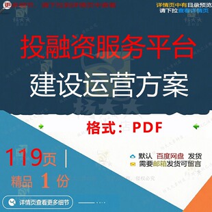 投融资服务平台建设运营方案119页 方案服务平台运营服务建设