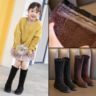 女童靴2025新款春秋儿童靴子高筒过膝单靴冬季公主长靴加绒中大童