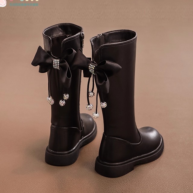 女童高筒靴2024新款皮靴公主靴