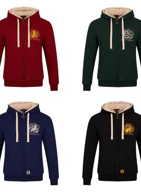哈利波特周学院刺绣格兰芬多加绒加厚外套男女情侣连帽卫衣上衣