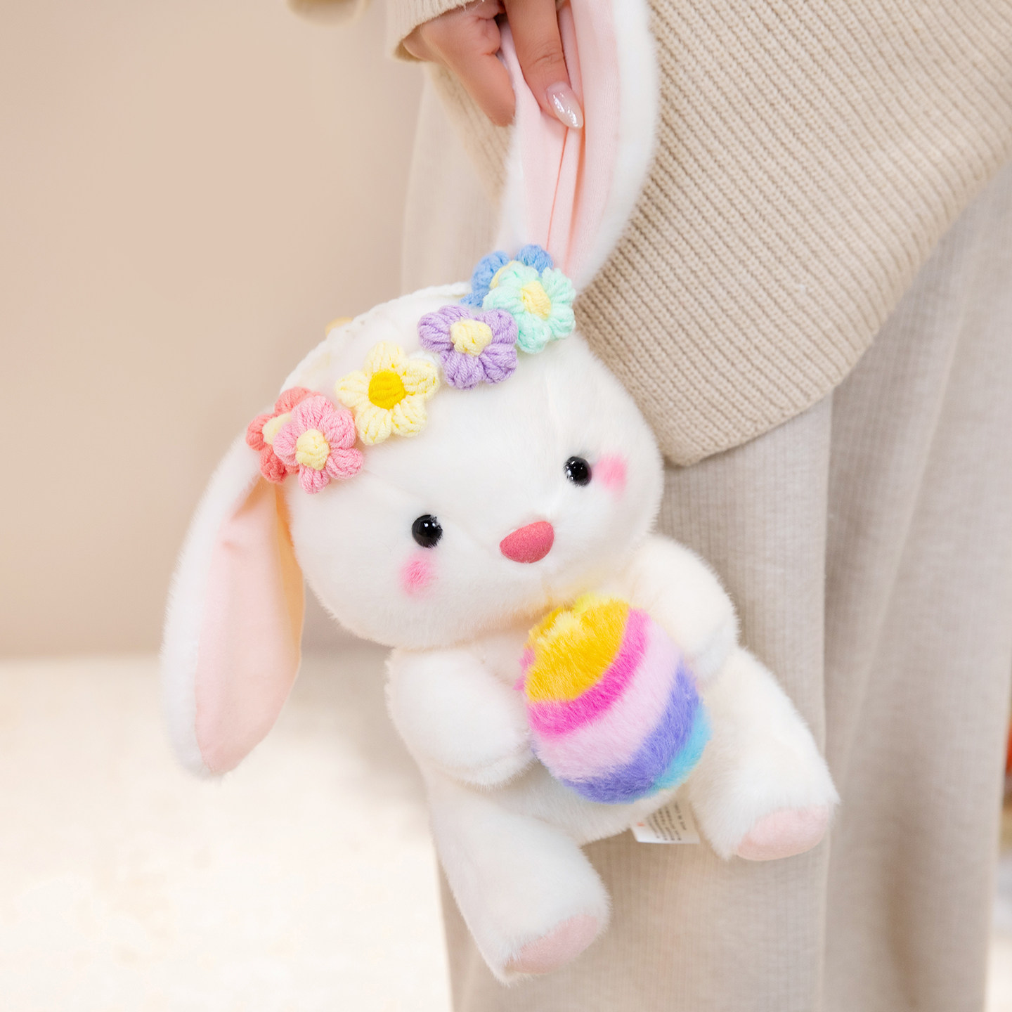 复活节抱彩蛋小兔子毛绒玩具可爱花环装饰公仔礼物小白兔玩偶女孩,玩具/童车/益智/积木/模型,毛绒/玩偶/公仔/布艺类玩具,淘宝优惠券,粉丝福利购,淘宝优惠卷