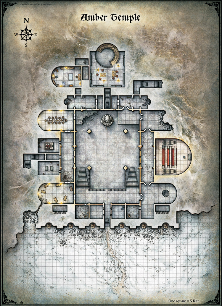 桌游驿站 dnd 5e map: amber temple 琥珀神庙地下城跑团地图定制