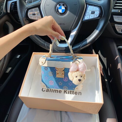 CallmeKitten彩色烫钻牛仔盒子包