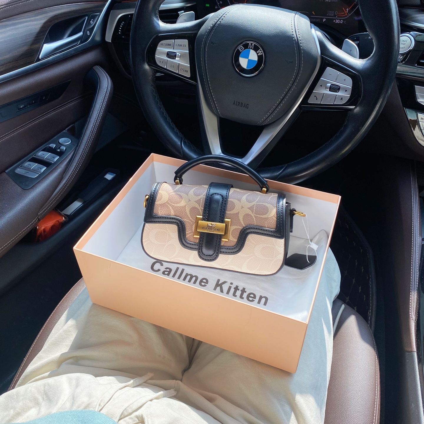 CallmeKitten高级轻奢老花手提邮差包2025新款经典单肩斜挎小拎包