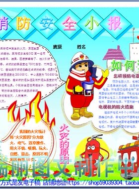 消防安全知识剪贴报素材校园防火手抄报火灾预防逃生板报小报2021