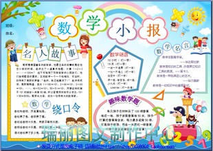 数学小报电子板报成品趣味数学手抄报数学家故事板报画报模板2090