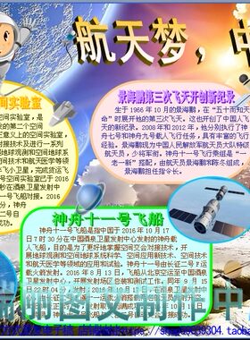 航天彩色小报星空探索模板航空科技手抄报科普知识科学板报2000