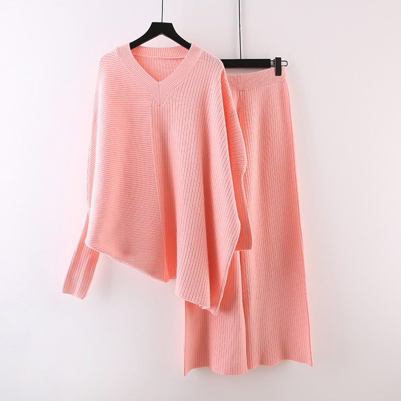 慵懒风宽松针织套装女秋冬季加厚网红气质毛衣阔腿裤两件套春秋潮,女装/女士精品,时尚套装,淘宝优惠券,粉丝福利购,淘宝优惠卷