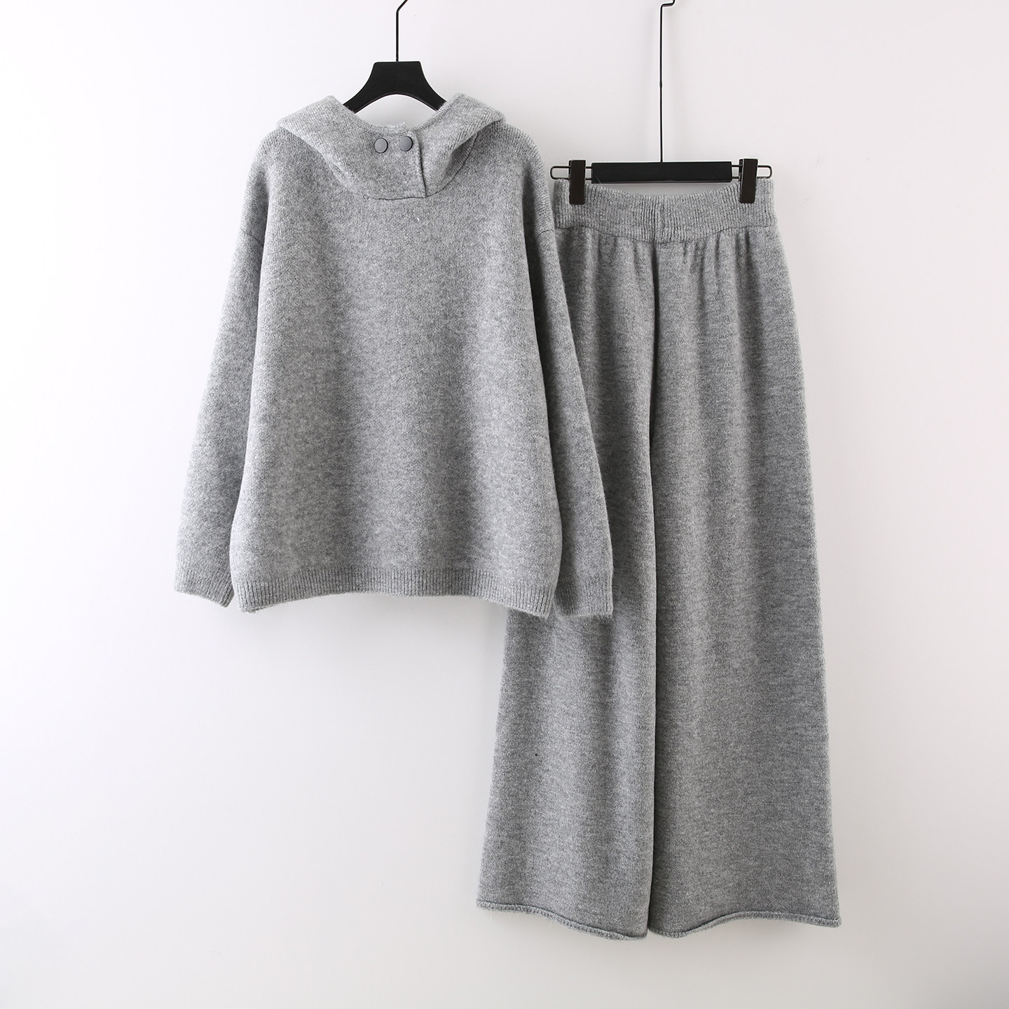 2025冬季新款慵懒风加厚连帽毛衣高腰阔腿裤女显高显瘦舒适套装潮,女装/女士精品,时尚套装,淘宝优惠券,粉丝福利购,淘宝优惠卷