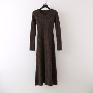 大衣内搭针织裙法式 显瘦连衣裙冬季 复古气质长裙女潮 修身 2025新款