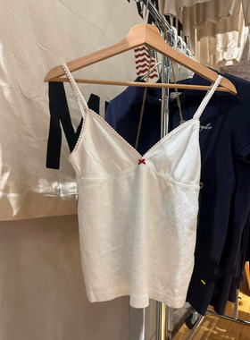 Brandy Girl BM新款美式复古蝴蝶结V领基础百搭吊带背心bm上衣女