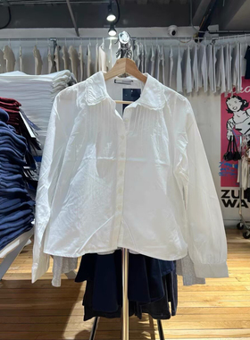 Brandy Girl BM 新款美式复古纯色娃娃领长袖衬衫bm蕾丝花边领女