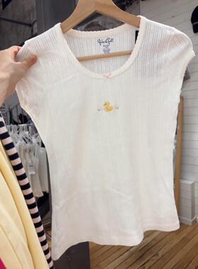 Brandy Girl BM新款美式复古小黄鸭印花短袖T恤bm百搭显瘦上衣女