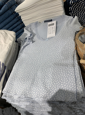 Brandy Girl BM新款美式复古碎花圆领短袖T恤bm修身显瘦bm上衣女