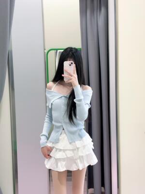 WM官网美式复古新款一字肩针织长袖毛衣bm修身设计感上衣女ins潮