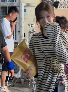 Brandy Girl BM新款美式复古赵露思同款条纹长袖T恤bm显瘦打底衫