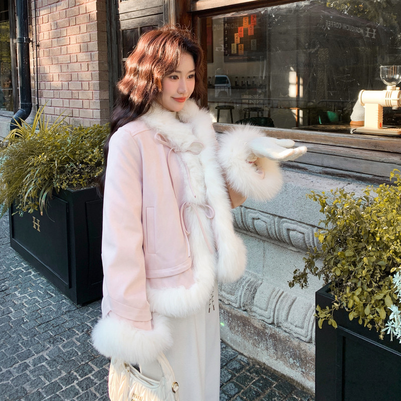 新款大货已出-90绒短款羽绒服宽松小个子皮毛外套277-p265-k398图片