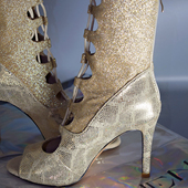 爵士舞鞋 KARMEN原创金鳞蛇纹细闪拼接heels高跟鞋 鱼嘴高跟鞋