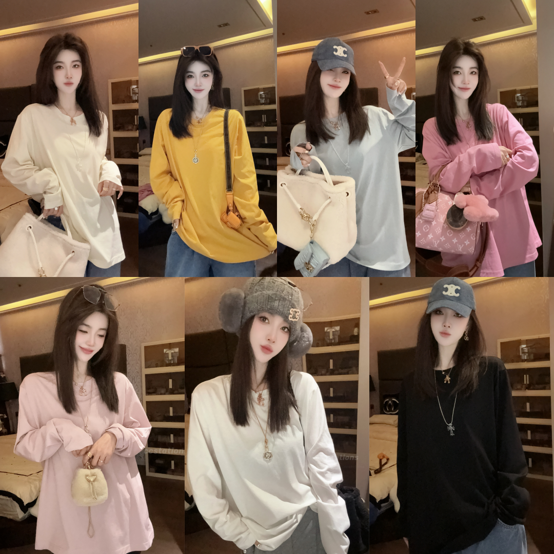 ccstations极简风百搭圆领多色套头打底衫