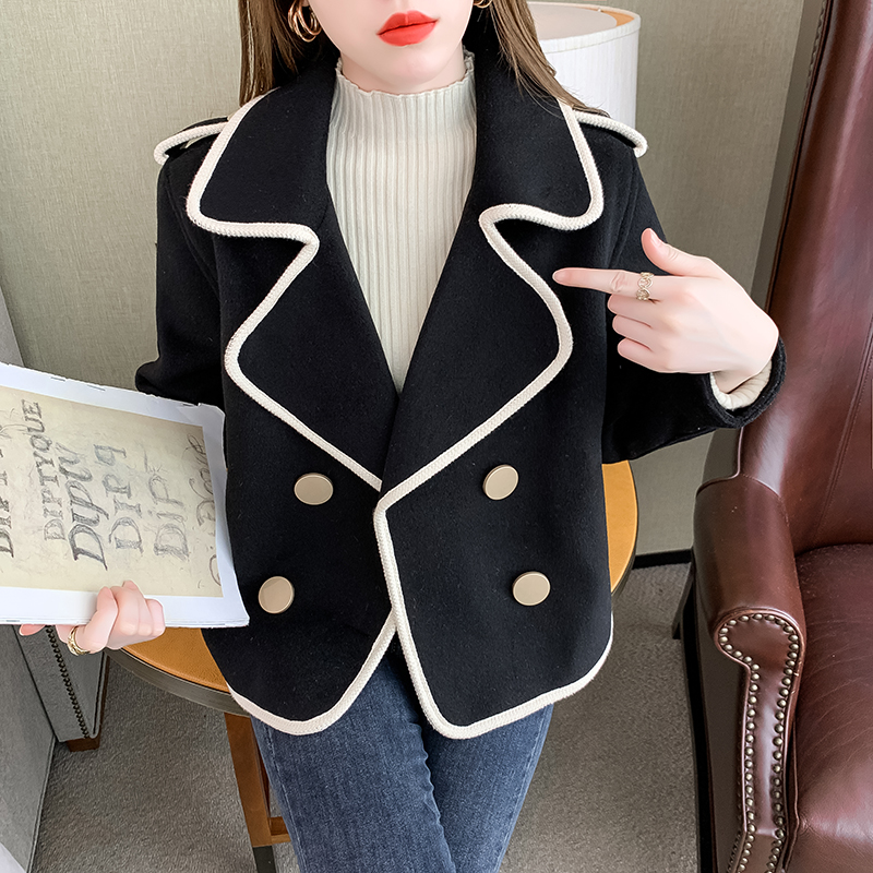 加绒加厚毛呢外套大衣女装春秋冬季2025新款高级感双面羊绒小香风