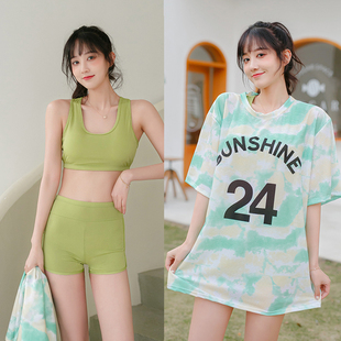 泳衣女分体运动风平角三件套韩国ins遮肚修身 显瘦保守温泉泳装