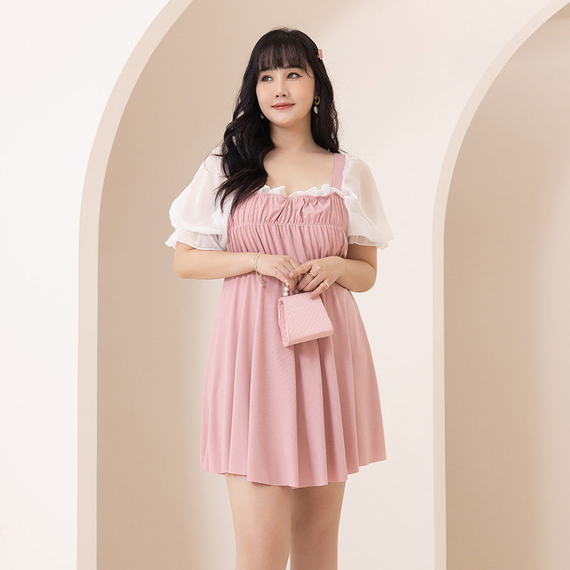 夏季新款加肥大码泳衣女200斤显瘦遮肉款式保守连体裙式温泉泳装