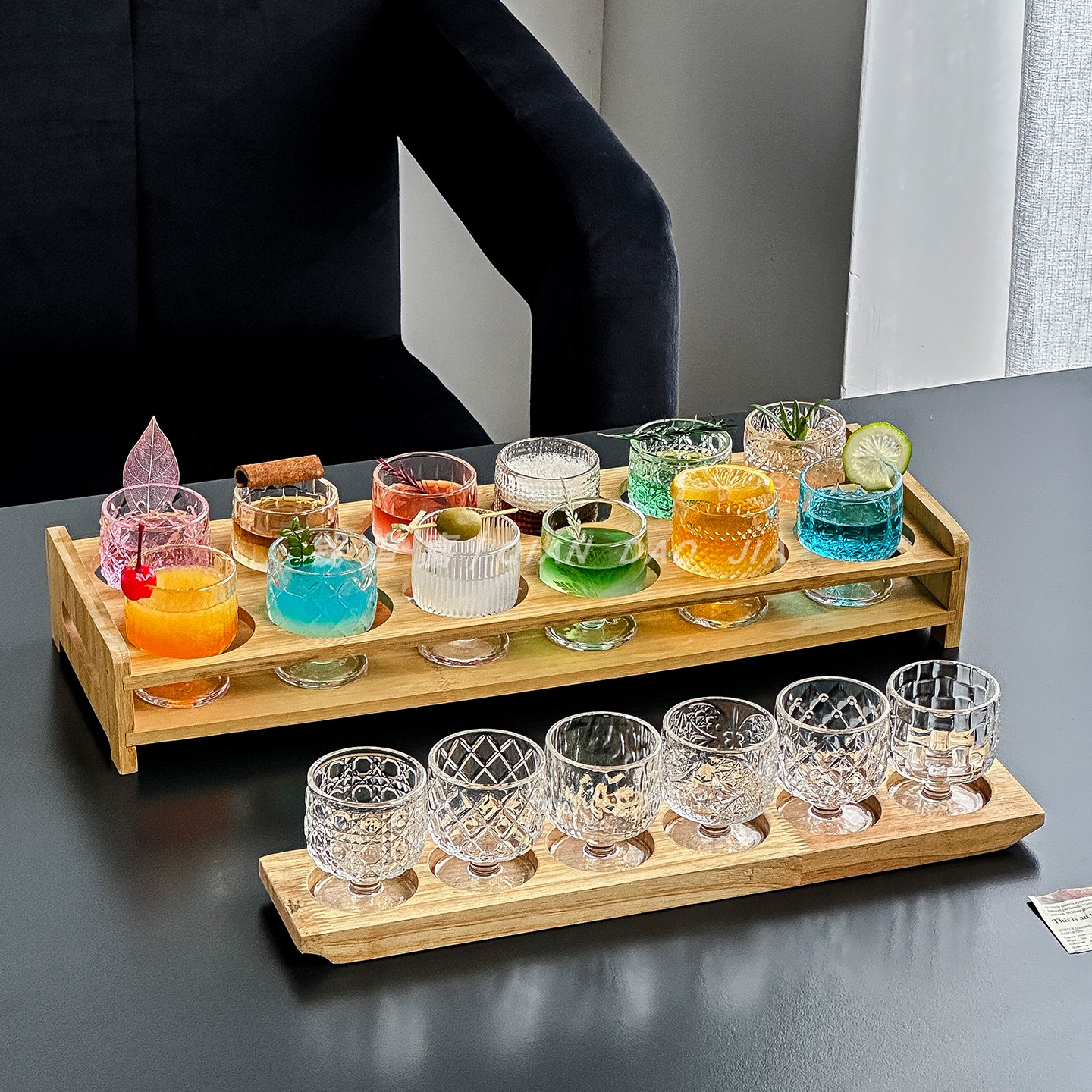 钱道嘉矮脚玻璃杯家用宴会果汁杯