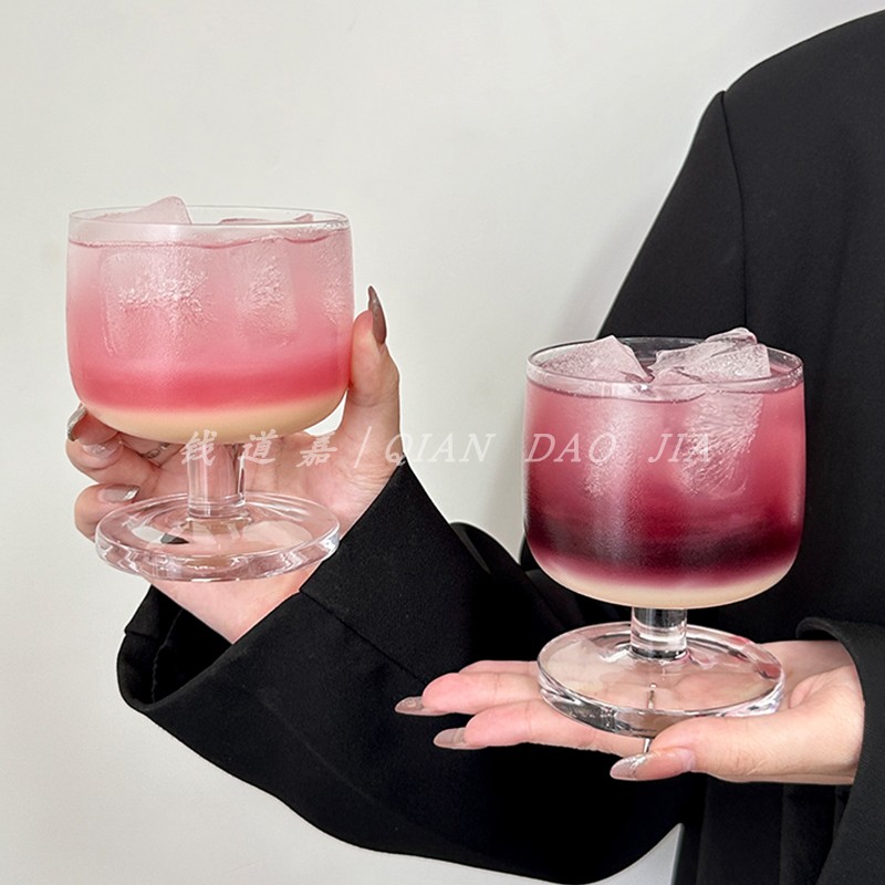 钱道嘉高颜值古典矮脚杯家用水杯