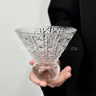 ins日式矮脚马天尼杯{天山雪杯 人迷三月}三角香槟杯鸡尾酒杯薄款