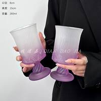 French court-style tall glass, niche design, red wine glass, embossed fruit glass, whisky glass, juice glass thumbnail 6