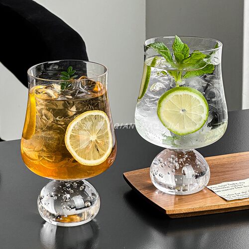 钱道嘉气泡圆底玻璃杯家用咖啡杯
