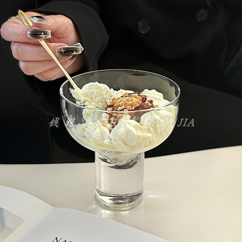 ins风高脚甜品杯冰柱雪糕杯冰淇淋杯子冰激凌杯酸奶碗家用高级感