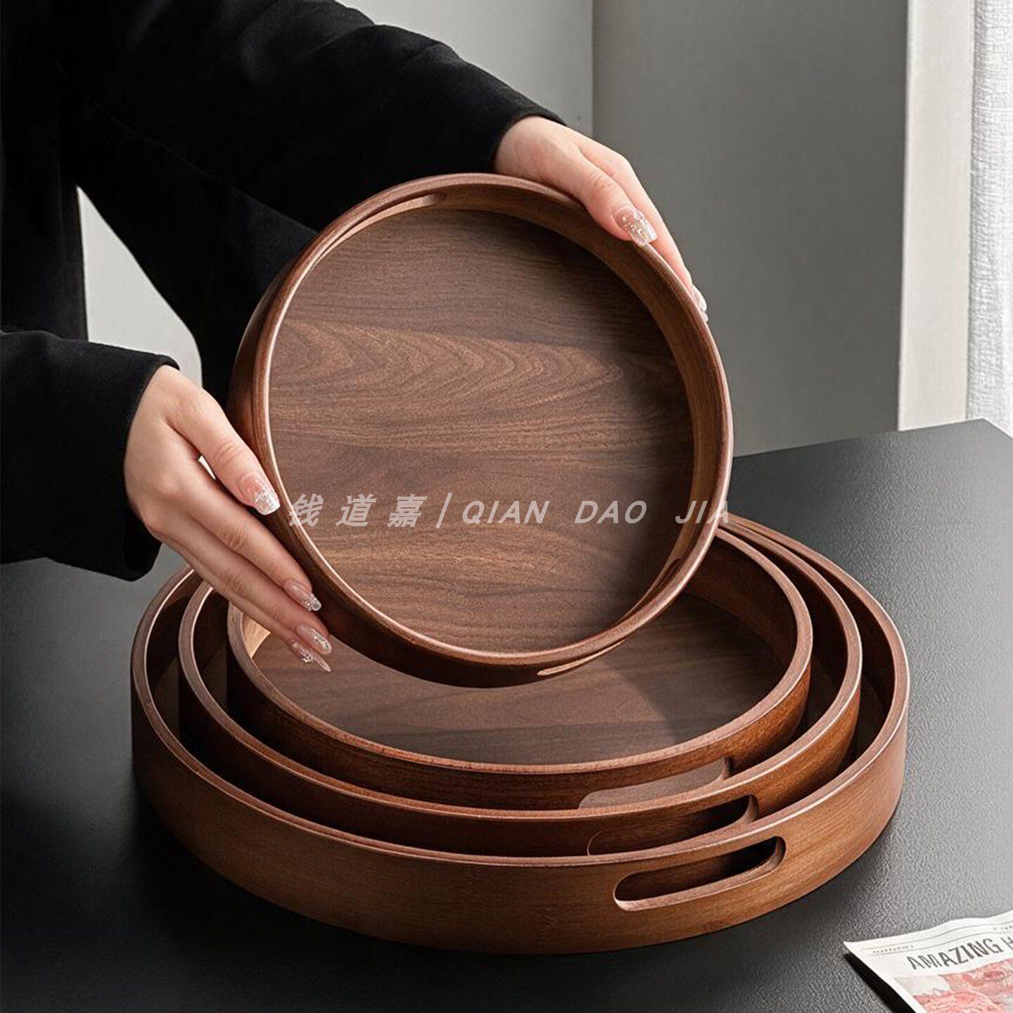 钱道嘉高颜值中式圆形点心盘果盘