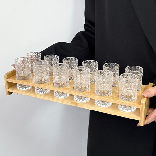 钱道嘉浮雕加厚宝石纹白酒杯套装