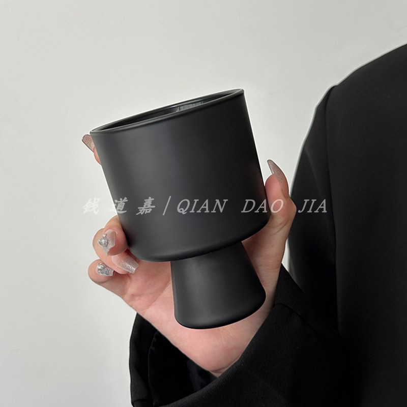钱道嘉曜黑独特磨砂质感玻璃杯