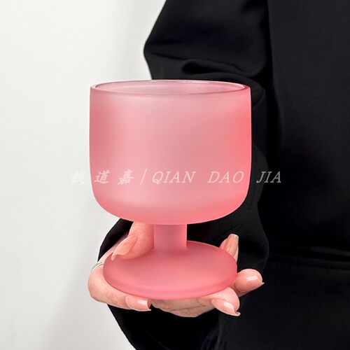 钱道嘉高颜值艺术感磨砂粉色酒杯