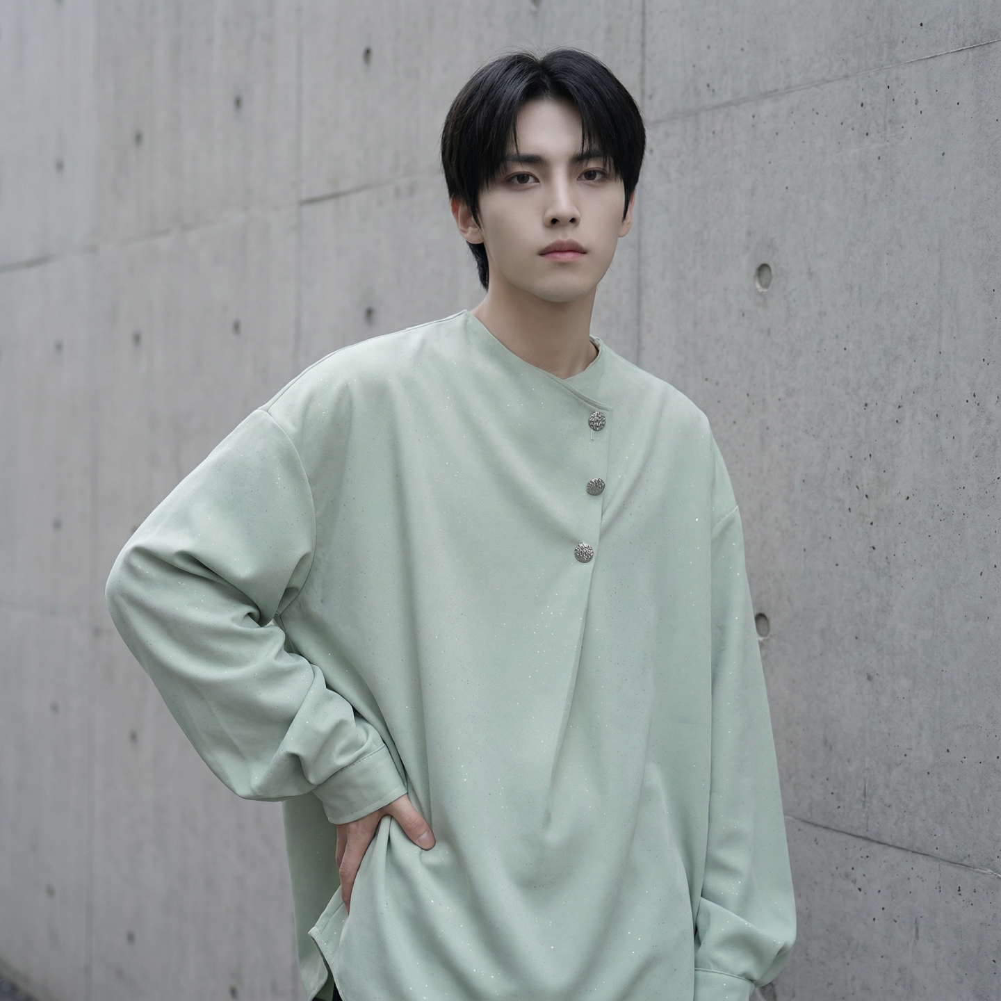 现货新中式痞帅衬衣高级感小香风衬衫微闪潮流痞帅衬衣A903-P68，男装衬衫，星座1017