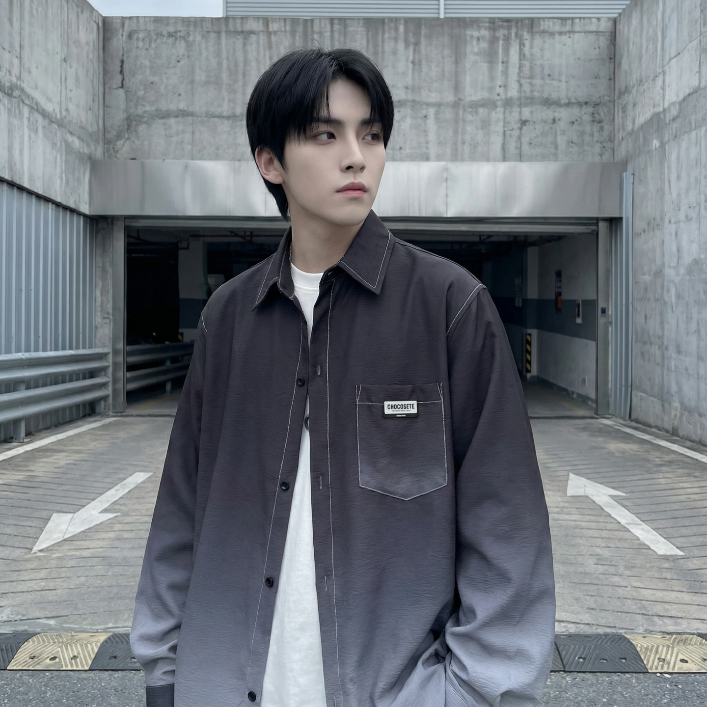 2026现货渐变长袖衬衫水洗褶皱宽松潮流休闲衬衣DS651-P58，男装衬衫，星座1017